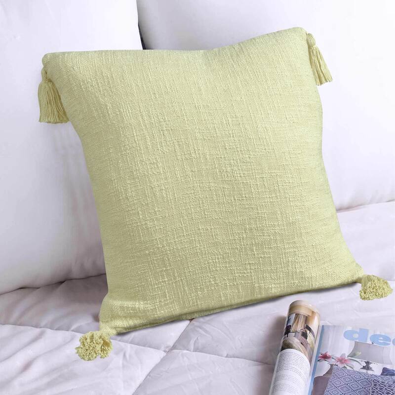 Sevita Solid Cotton Throw Pillow with Tassels