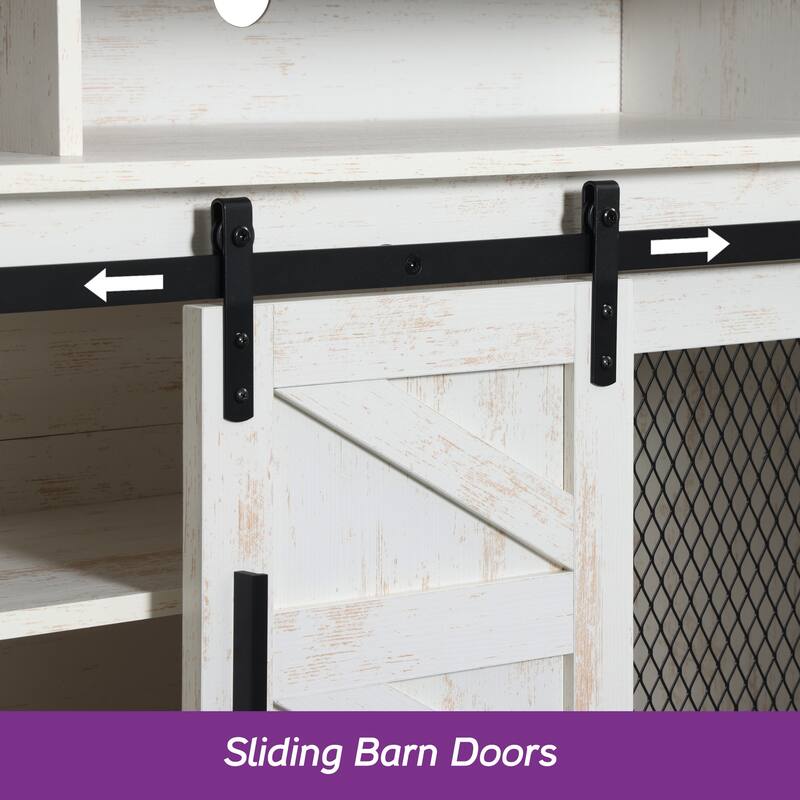 Set of 2 Sliding Barn TV Stand, Entertainment Center for 100" TV