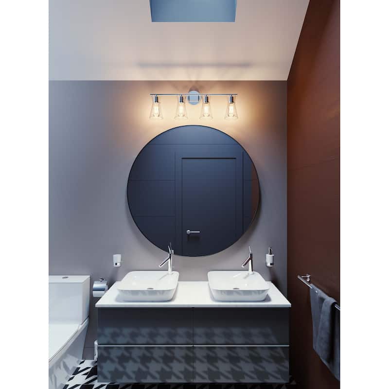 Amanda Vanity in Satin Brass with Clear Glass Shade