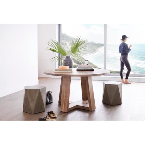 Aurelle Home Tina Solid Wood Round Modern Table