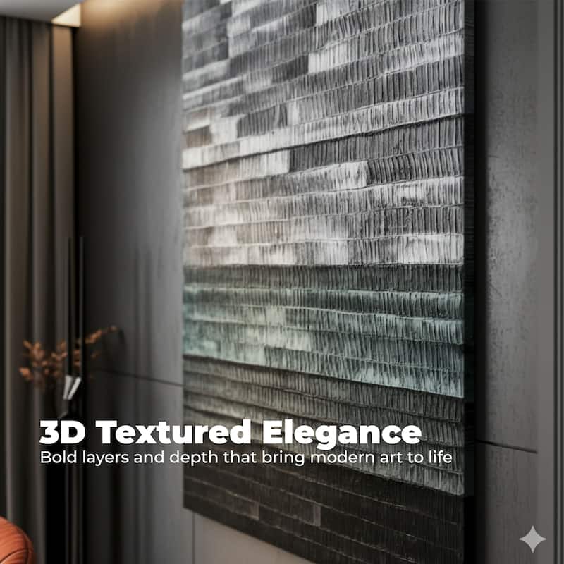 Gradient Hand Painted Abstract Vertical Textured Canvas Wall Art 47x31