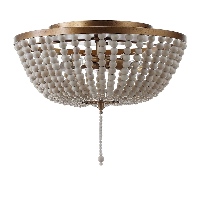 Allie Wood Beaded/Metal LED Flush Mount, by JONATHAN Y