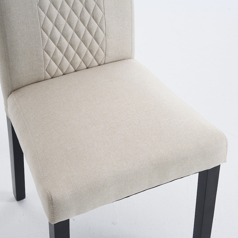 Tufted Upholstered Wooden Dining Chairs with Diamond-Pattern (Set of 2)