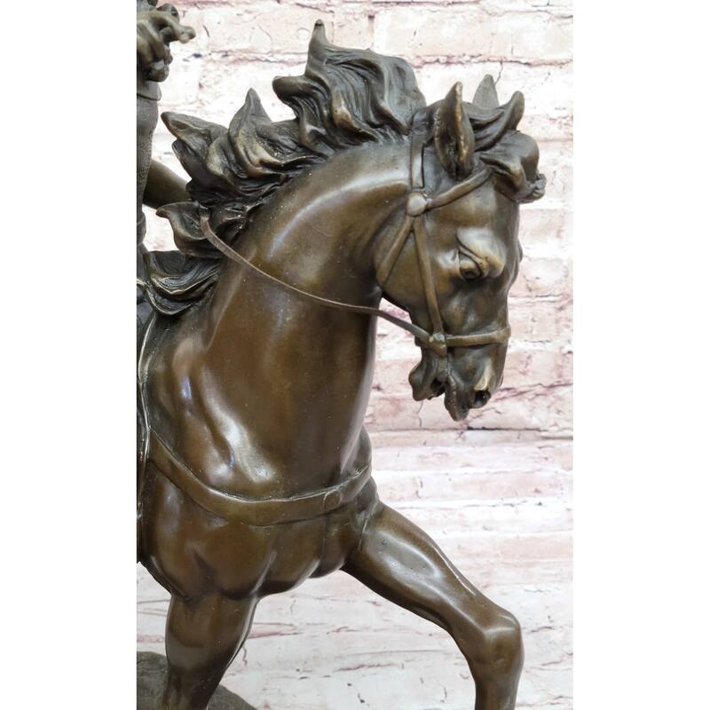 French King Louis Xiv Of France On Imitative Horseback - Bronze Sculpture On Marble Base