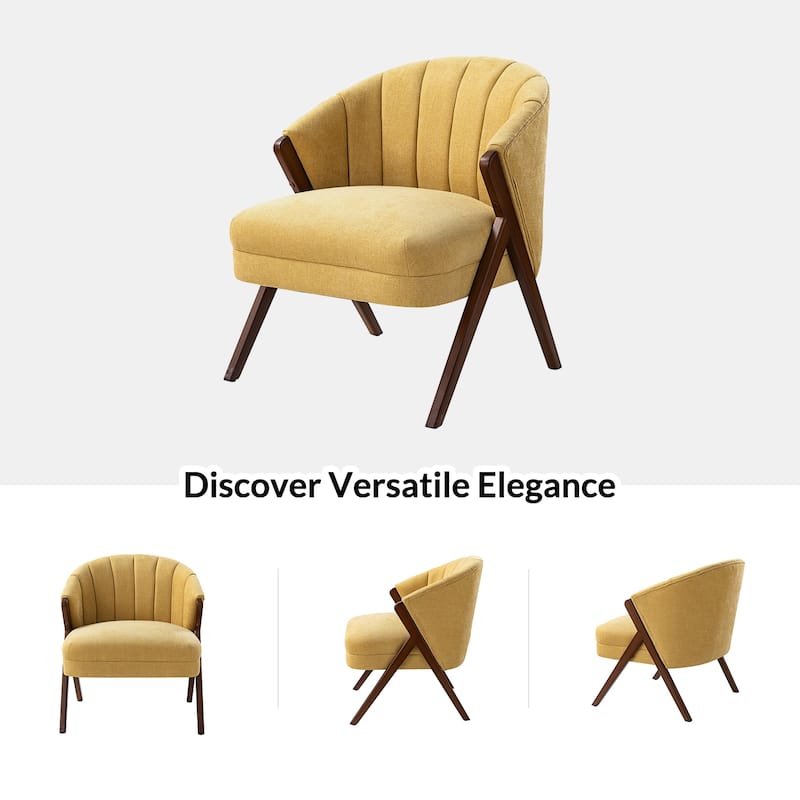 Vivian Mid-century Barrel Chair with a Scalloped Back Set of 2 by HULALA HOME