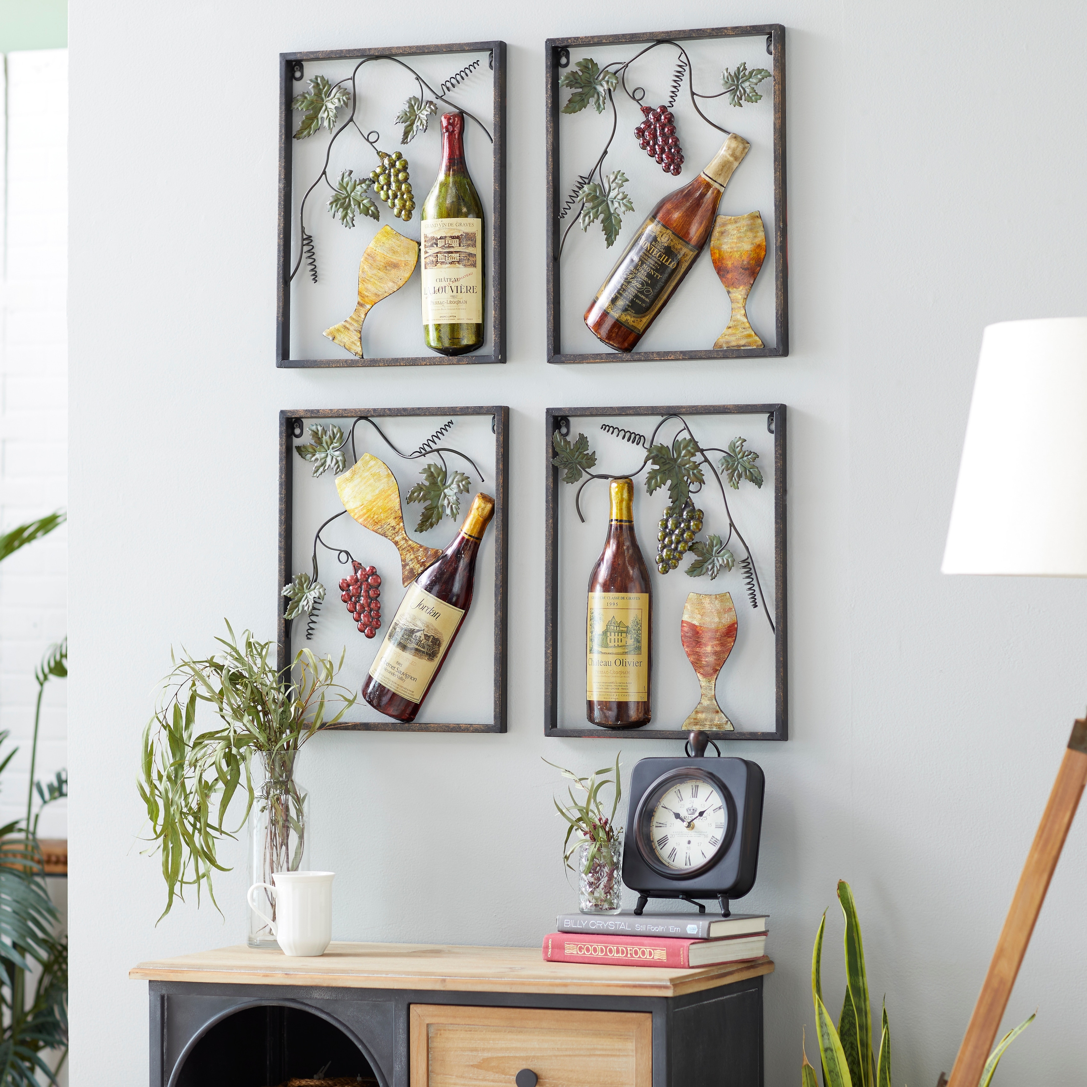 Metal Wine Decor Set of 4