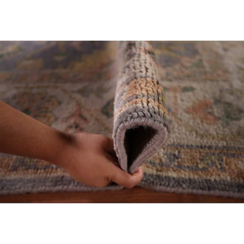 Geometric Blue Heriz Serapi Indian Area Rug Handmade Wool Carpet - 7'11" x 10'0"