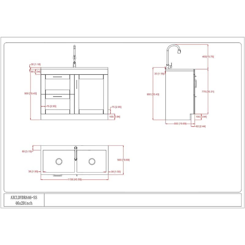 WYNDENHALL Marina Transitional Laundry Cabinet with Faucet and Stainless Steel Sink