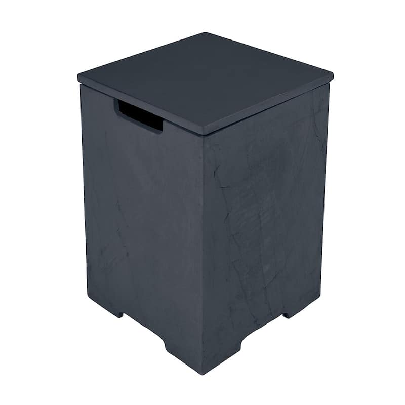 Elementi Plus Square Propane Tank Cover Hideaway Storage Box with with Removable Top - 15.9" x 15.9" x 24.9" - Black