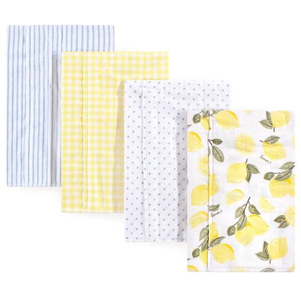 slide 1 of 1, Hudson Baby Infant Girl Cotton Flannel Burp Cloths 4pk, Lemons, One Size - Lemons - One Size One Size - Lemons