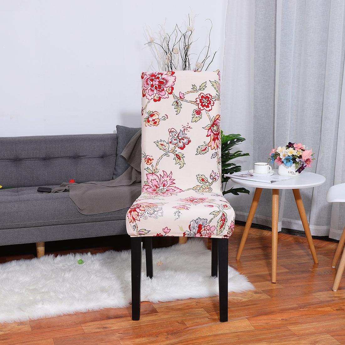 Chair covers soft spandex fit stretch short dining best sale room chair covers with printed pattern