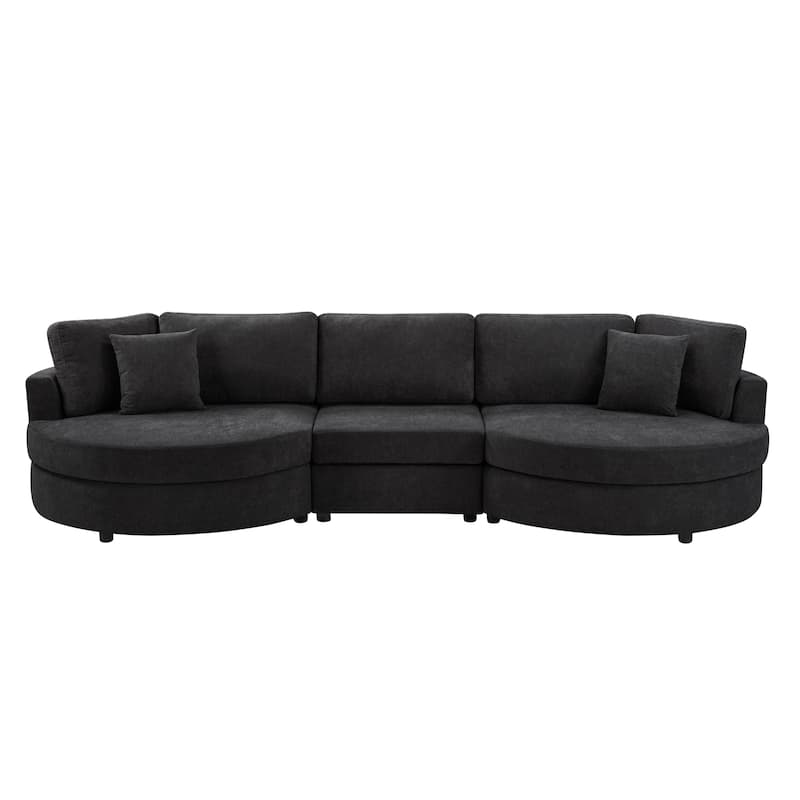 Christopher Knight Home - Xanthippe 3 Seater Upholstered Curved Design Sofa with Throw Pillow