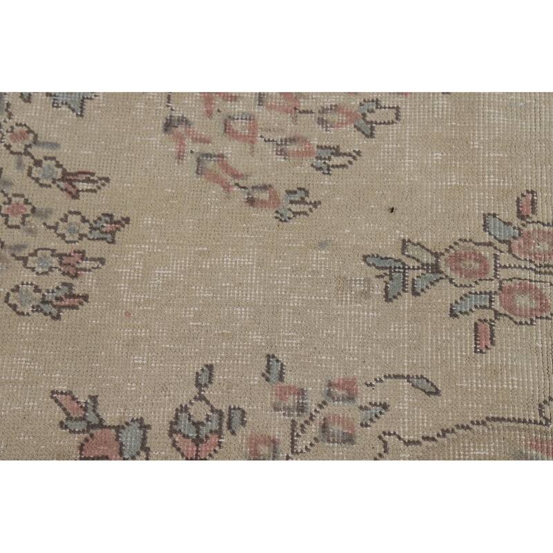 Floral Tabriz Persian Area Rug Hand-Knotted Beige Wool Carpet - 8'2"x 10'11"