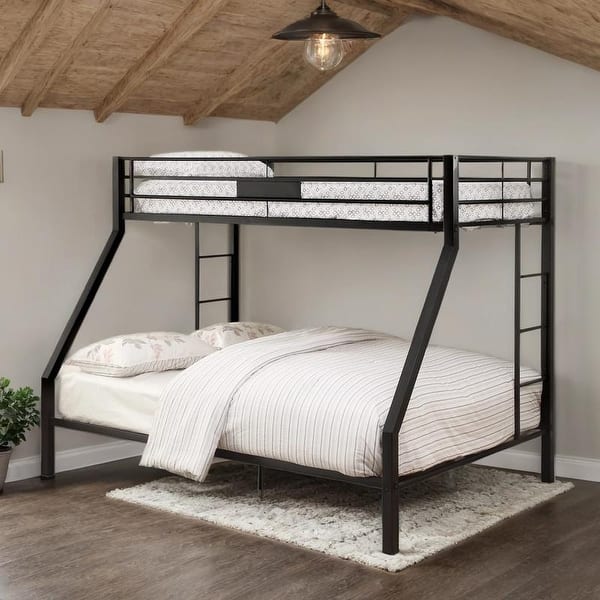 slide 2 of 11, Black Twin XL/Queen Bunk Bed w/ Slat System & Ladder Black