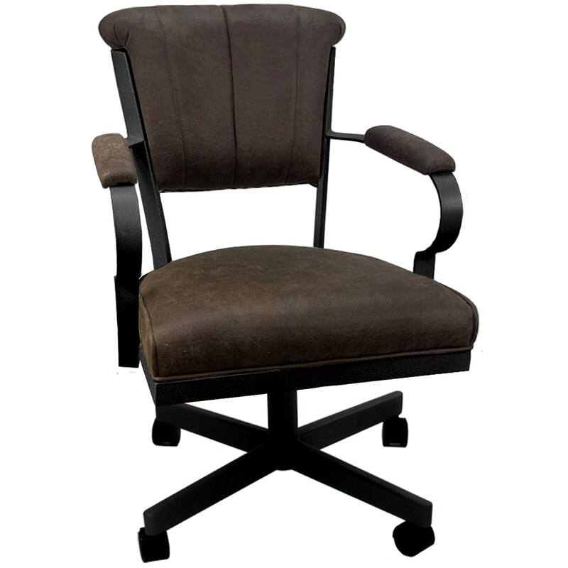 Miami Swivel Metal Caster Chair on Reading Base - 18" High Seat - Northwest Whiskey - Black