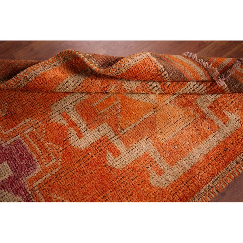Transitional Oushak Vintage Runner Rug Handmade Wool Carpet - 3'6"x 9'9"