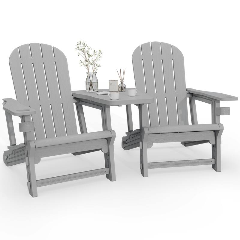 Outdoor All Weather Adirondack Chairs with Movable Footrests, Set of 5/3. - NoFootrest - LightGrey