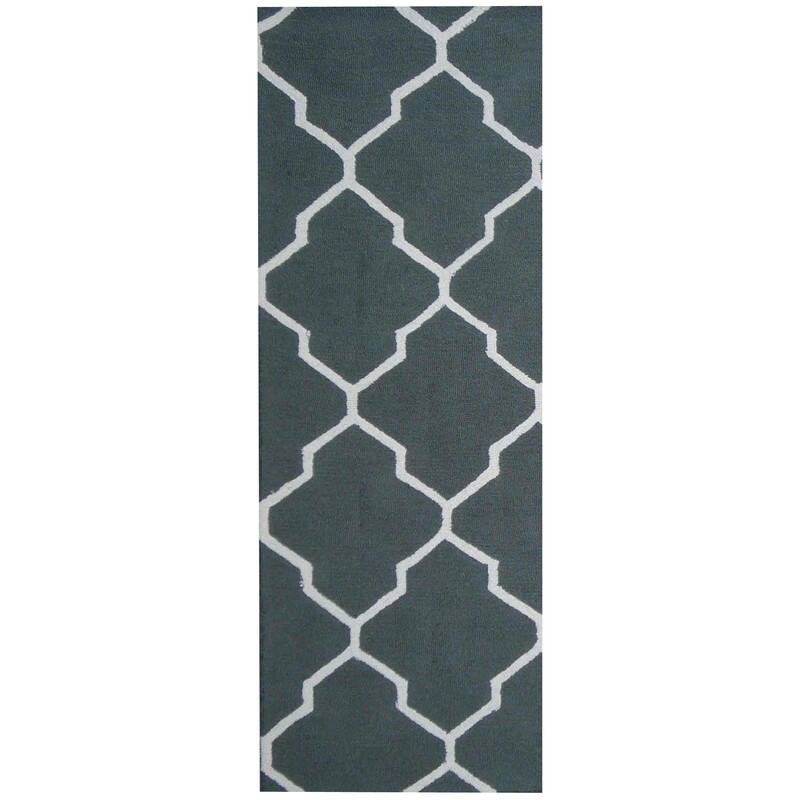 HERAT ORIENTAL 2'6" x 7' Handmade Tufted Trellis Design Wool Runner - 2'6 x 7'