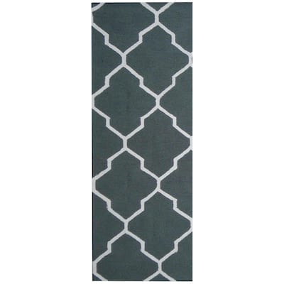 HERAT ORIENTAL 2'6" x 7' Handmade Tufted Trellis Design Wool Runner - 2'6 x 7'