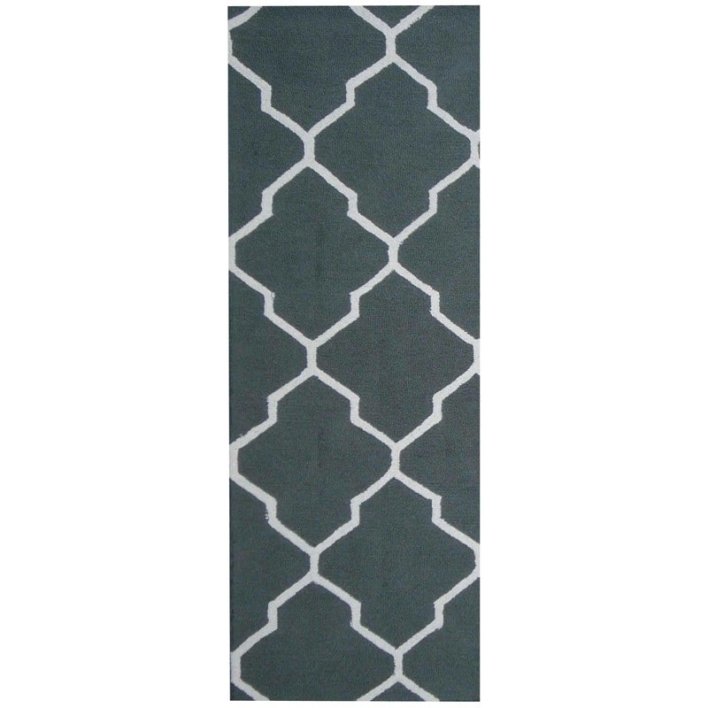 HERAT ORIENTAL 2'6" x 7' Handmade Tufted Trellis Design Wool Runner - 2'6 x 7'