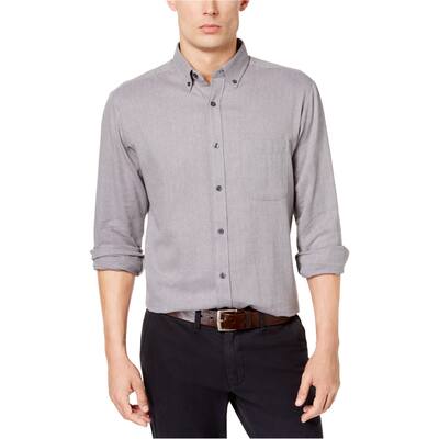 Club Room Mens Flannel Button Up Shirt,, Grey, Small