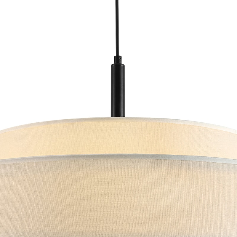 Linen Fabric Tiered Drum 3-Light Hanging Coastal Pendant - 23.6 in