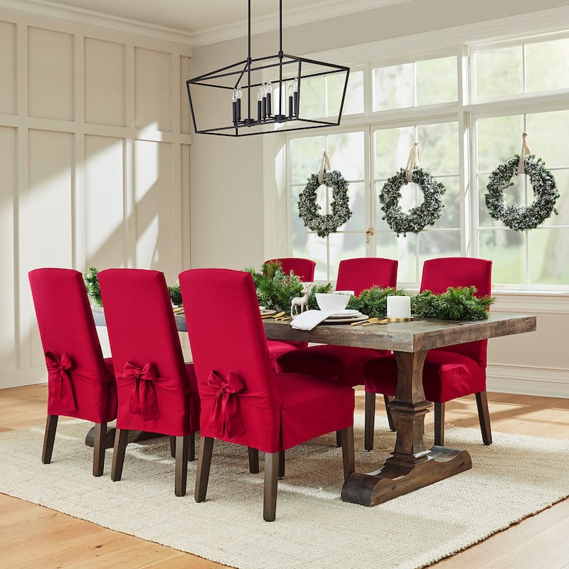 SureFit Cotton Duck Short Dining Room Chair Covers, Set of 2 - 18x29