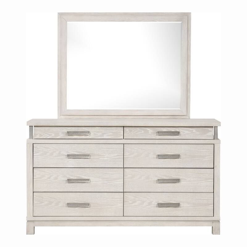 Furniture of America Nansice 5-Piece Weathered Grey Wood Panel Bedroom Set with LED Headboard