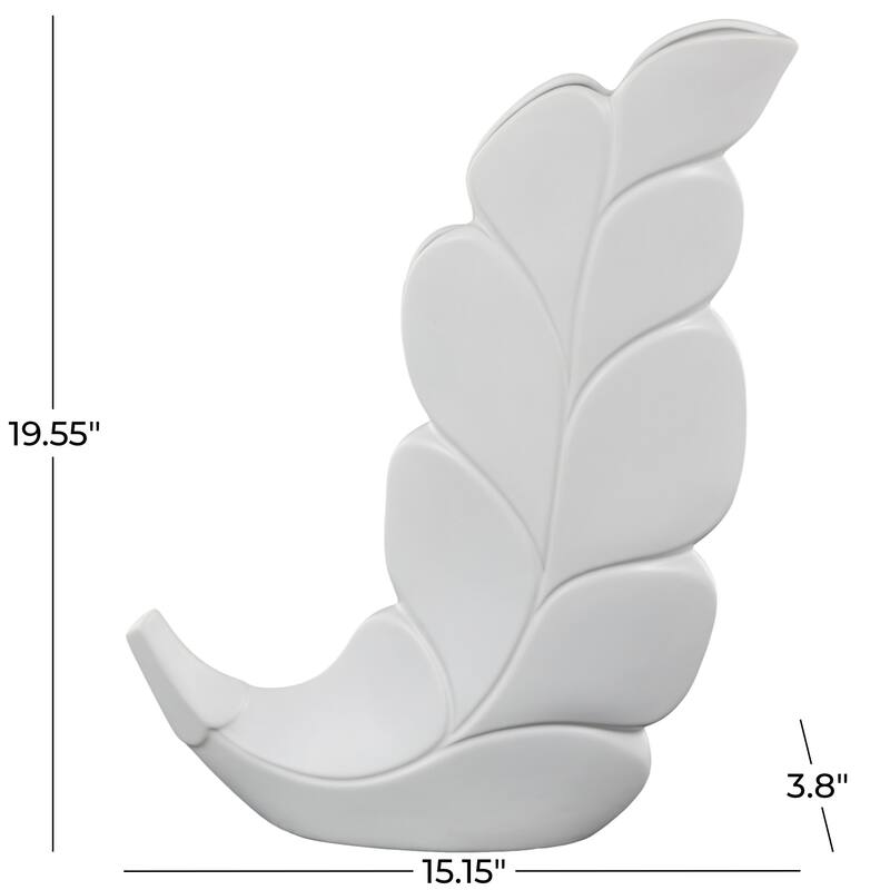 Black or White Ceramic Slanted Leaf Decorative Vase