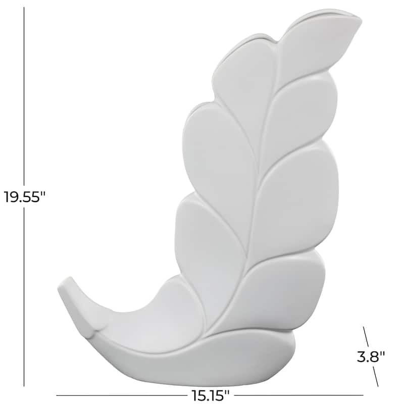 Ceramic Leaf Slanted Decorative Vase - Black or White - Roche River Decor