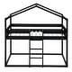 preview thumbnail 32 of 34, Twin Over Twin House Bunk Bed with Tent, Solid Wood Double Bedframe
