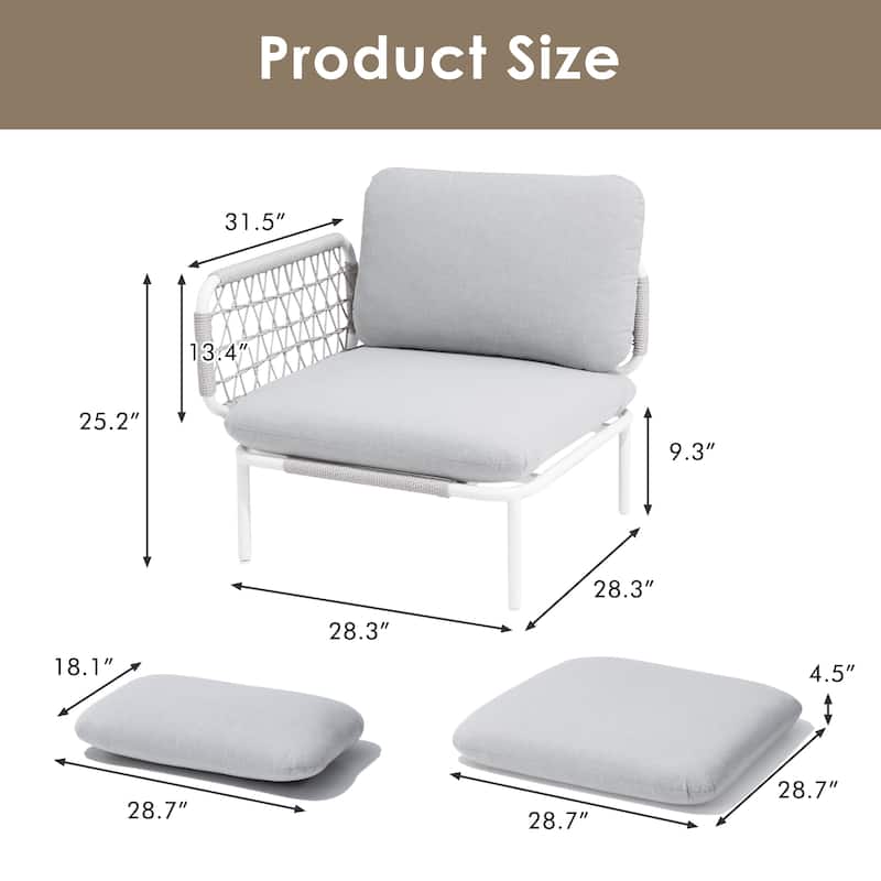 Outdoor Cushioned Sectional Sofa Chat Set Patio Conversation Seating Set