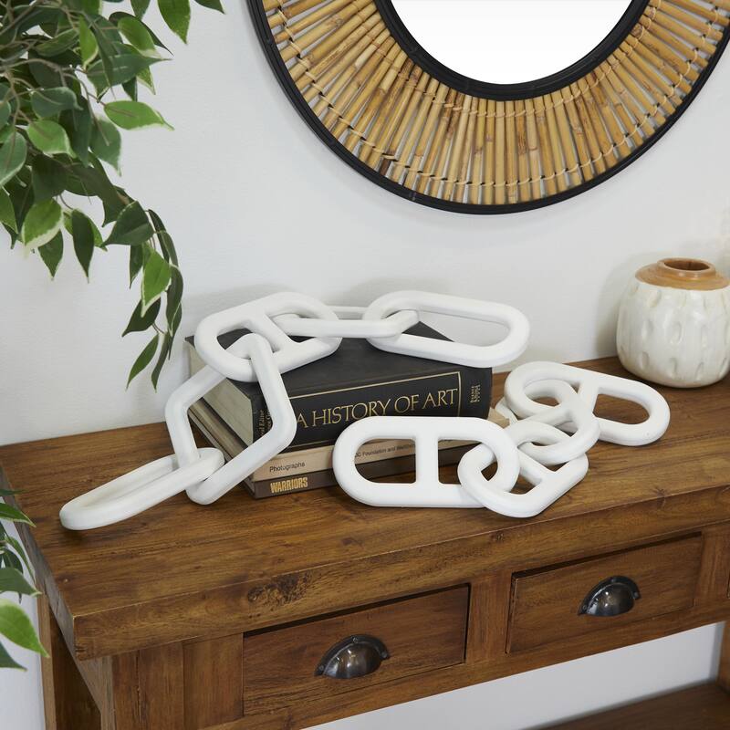 Wood Chain Decorative Sculpture - Set of 2 White or Black - CosmoLiving by Cosmopolitan