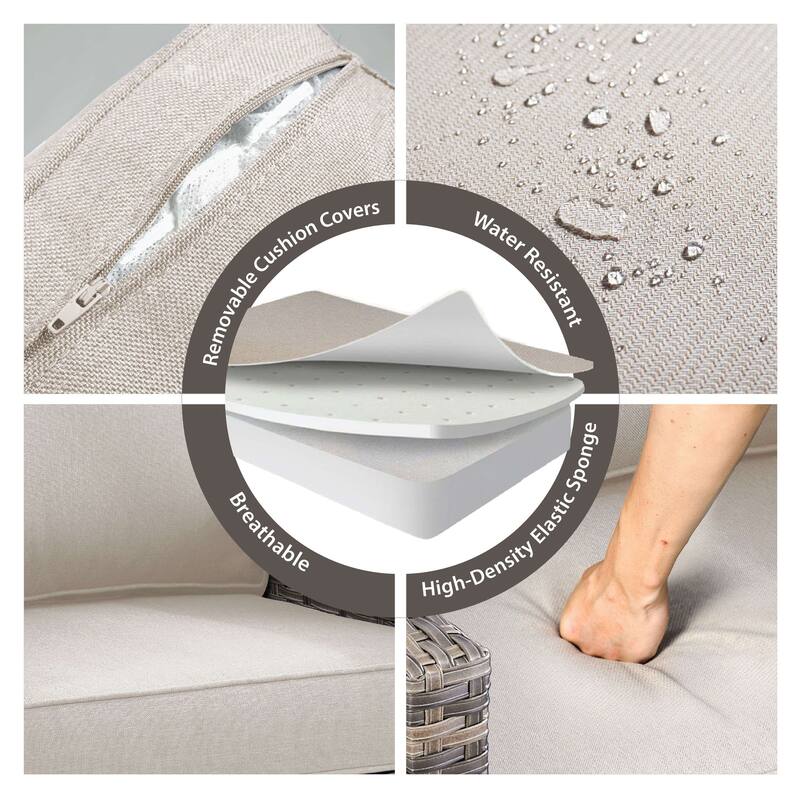 Glissia 8-Piece Gray Wicker Patio Seating Collection with Swivel Gliders and Ottomans