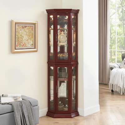 Corner Curio Cabinet with Lights(E26 light bulb not included)