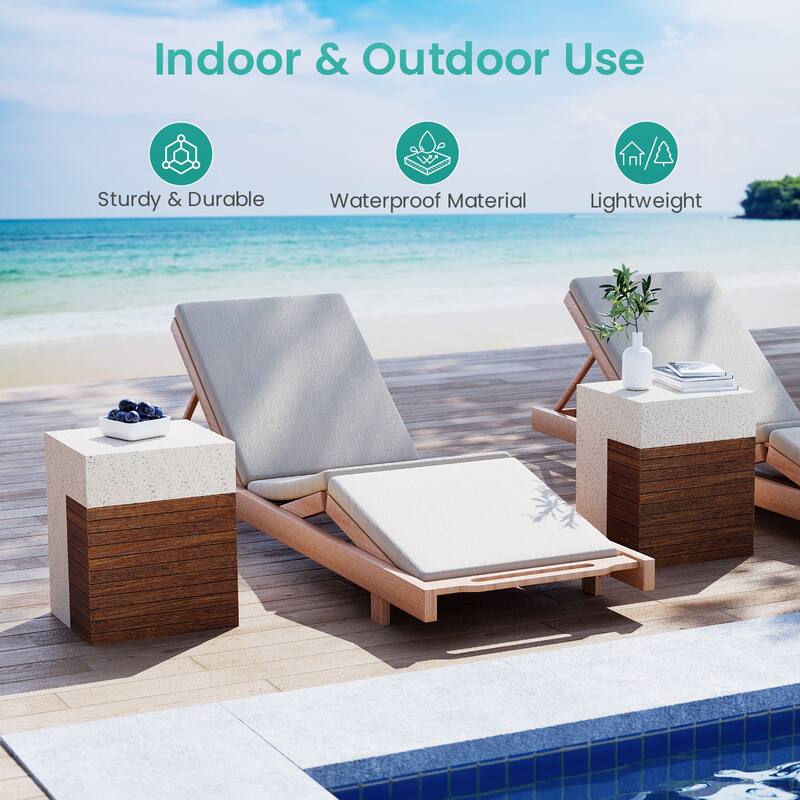 OSIEST 19.7'' Outdoor Concrete Patio Coffee Table