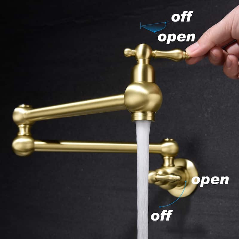 METAL Wall Mounted Pot Filler Faucet in Brushed Gold