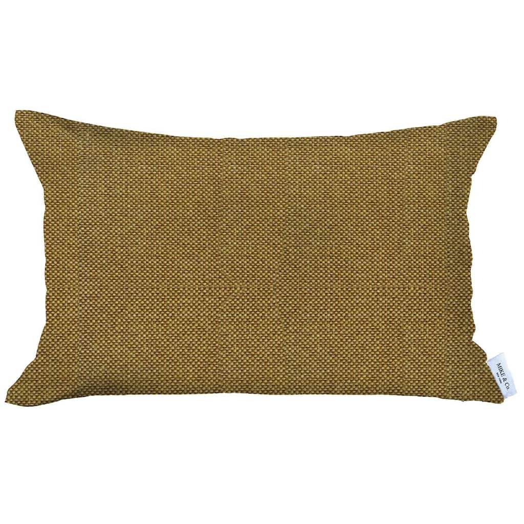 HomeRoots 12" X 20" Yellow Solid Color Zippered Handmade Polyester Lumbar Pillow Cover
