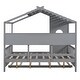 preview thumbnail 10 of 16, Playhouse Design Full Size House Wooden Bed With Trundle, Modern Design for Kids with Storage Shlef-Gray