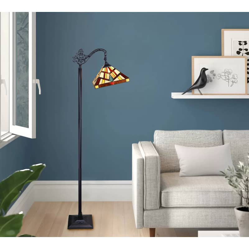 Tiffany-Style Mission Design Blackish Bronze Floor Lamp