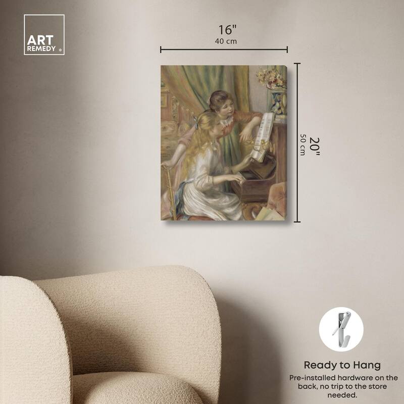 Young Girls at the Piano Canvas by Art Remedy, Gallery Wrapped