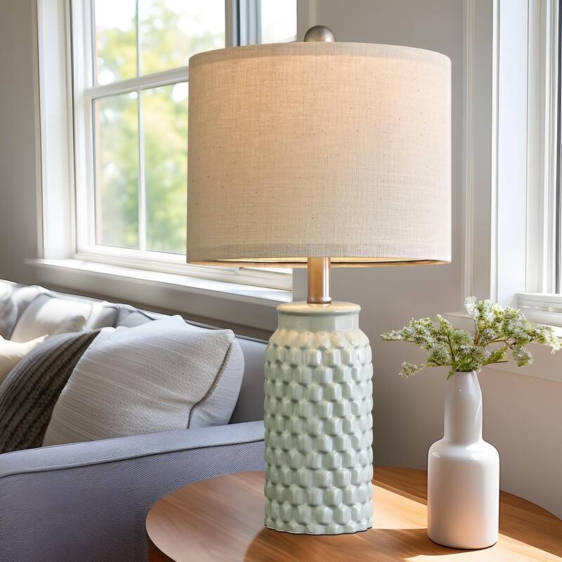 Modern Ceramic Bedside Lamp Set of 2 for Bedroom Decor Farmhouse