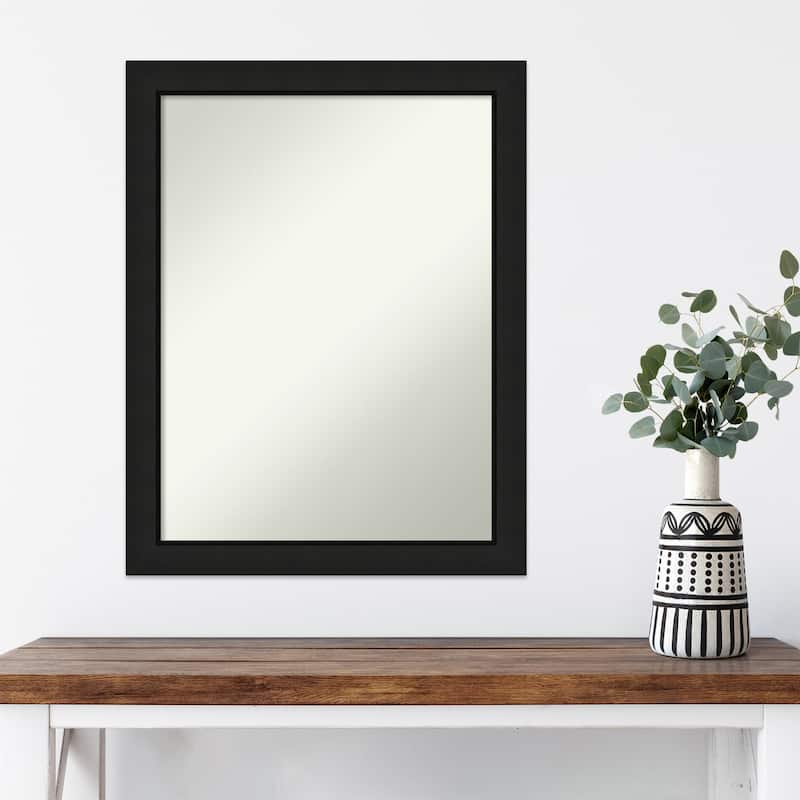Midnight Black Narrow Non-Beveled Wood Framed Wall Mirror - Midnight Black Narrow
