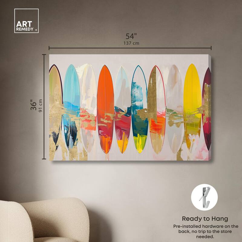 Surfboard Horizons II Canvas by Art Remedy, Gallery Wrapped