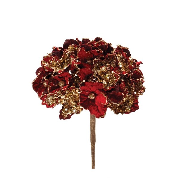 Beaded Burgandy Hydrangea Flower Stem (Set of 2) - Bed Bath