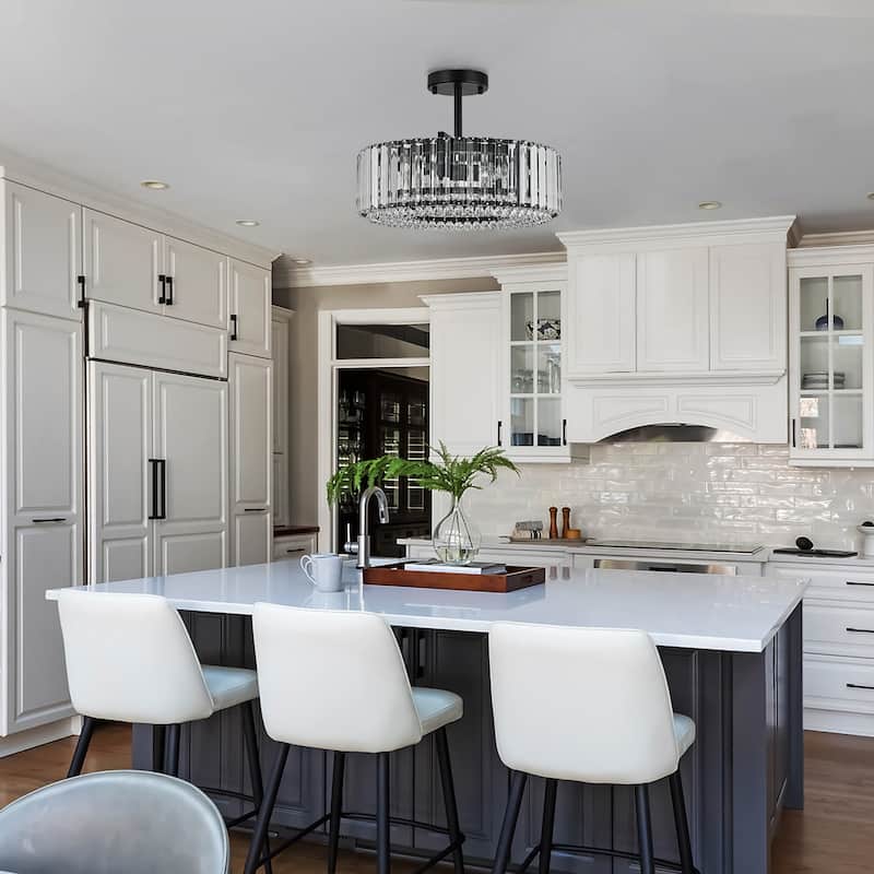 15.7" Modern 4-Light Crystal Semi Flush Mount