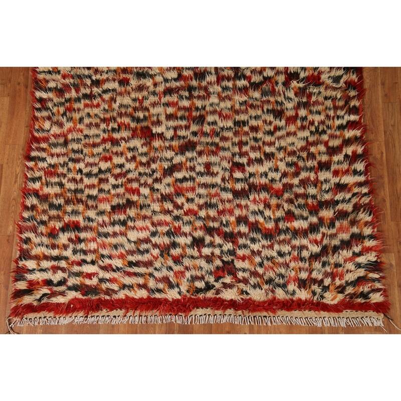 Hand Knotted Oriental 100% Wool Carpet Tribal Tribal Beige & Ivories Moroccan Area Rug - 7' 10'' X 5' 4''