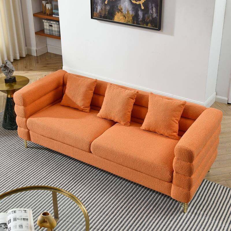 Oversized Upholstered Sectional Sofa, Modern Living Room Couch with 3 Pillows,Sectional Couch