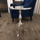 preview thumbnail 10 of 20, Silver Aluminum Metal Small Turned Accent Table with Scroll Legs