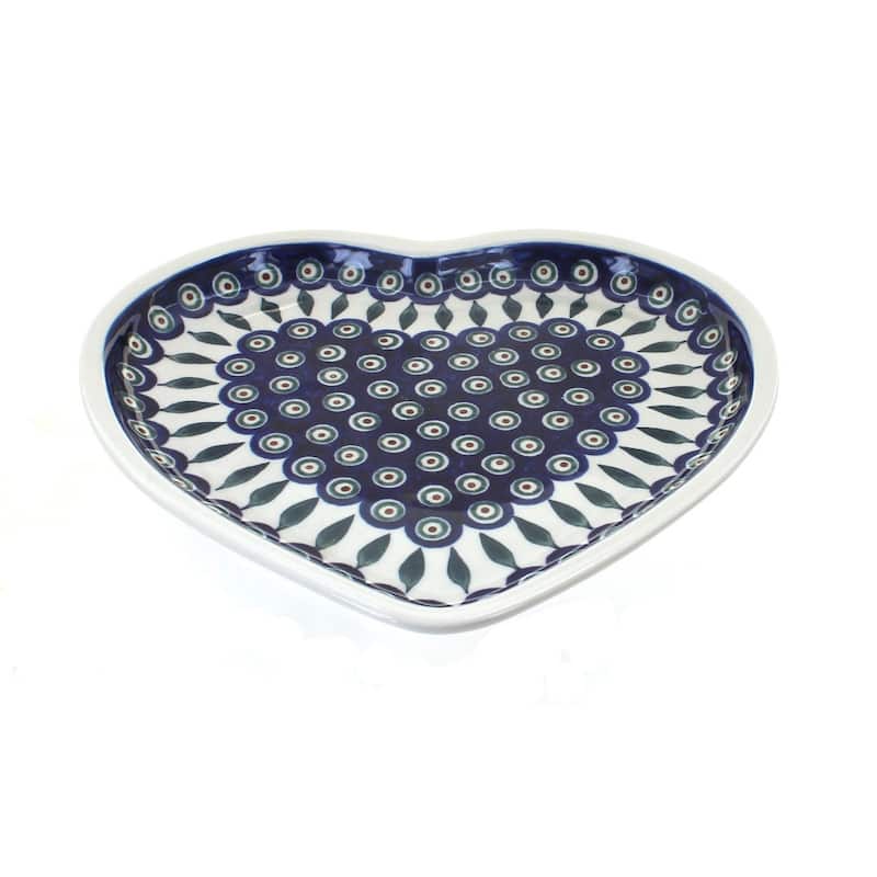 Blue Rose Polish Pottery 1254 Zaklady Heart Plate